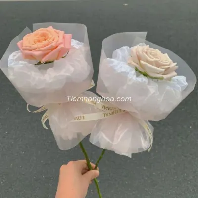 Bó bông hồng nhỏ 1 bông Hàn Quốc (Số 9)