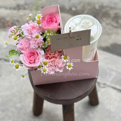 Set Giỏ Hoa Và Nước Tự Chọn Phong Cách SET01