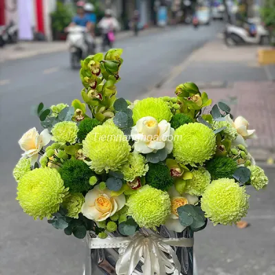 Green congratulatory flower box HH15