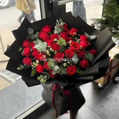 Bó hoa hồng đỏ Nồng nàn HB198