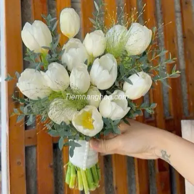 White Tulip Wedding Bouquet HC23