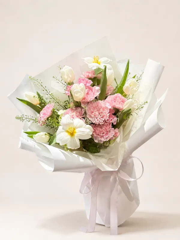Bó hoa tulip mix phăng hồng HB321