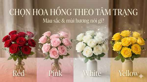 Cách chọn bó hoa hồng phù hợp tâm trạng: Tác động của mùi hương và màu sắc