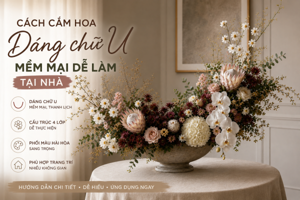 Cách Cắm Hoa Theo Hình Dáng Chữ U Mềm Mại Dễ Làm Tại Nhà