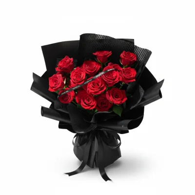 Mysterious Red Rose Bouquet HB285