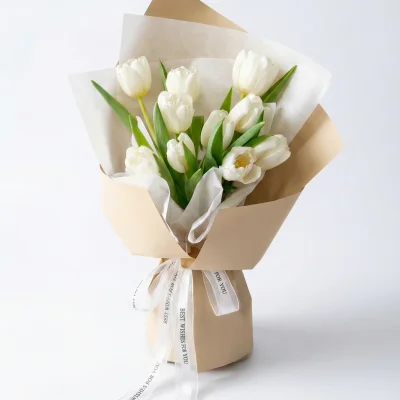 Pure white tulip bouquet HB284