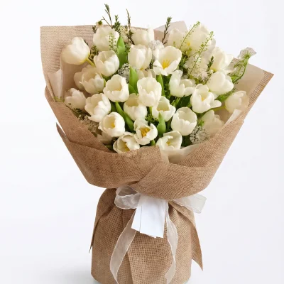 Dutch white tulip bouquet, 30 flowers, HB274