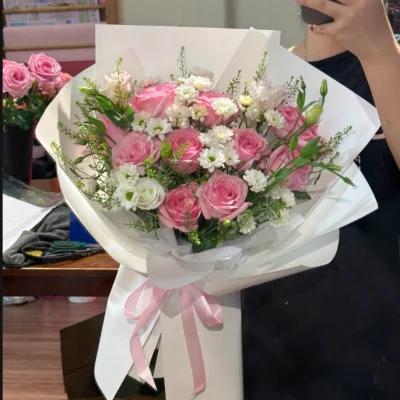 Bó hoa hồng mix rosy HB256
