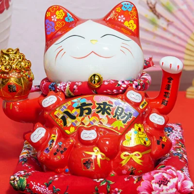 Mèo Thần Tài Kim Tiền Đại Phát Tài - Đỏ - 23 cm