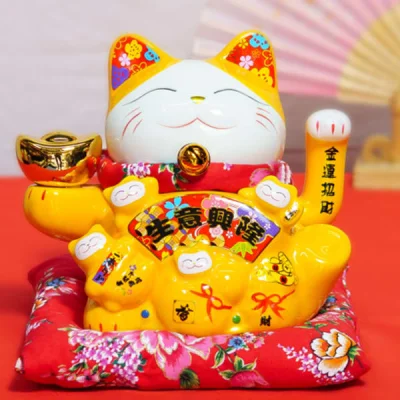 Mèo Thần Tài Kim Tiền Vạn Lượng - Vàng - 16cm