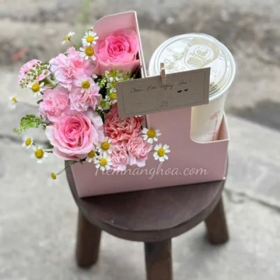 Set of Flower Basket and Water of Your Choice Style SET01