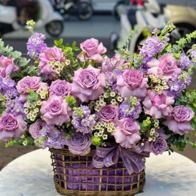 Hoa giỏ tím thơ mộng HG30