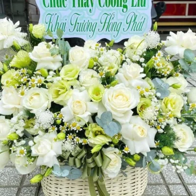 Hoa giỏ trắng HG31