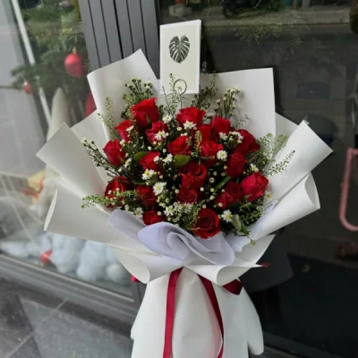 Bó hoa hồng đỏ Pháp HB197