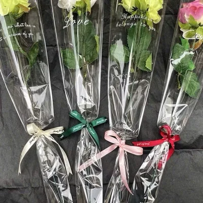 Gói hoa tươi 1 bông kính trong GHN02