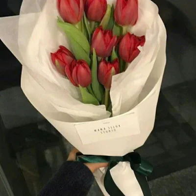 Red double tulip bouquet HB231