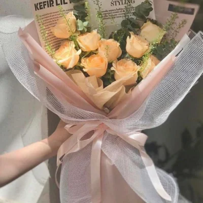 Orange Yellow rose bouquet HB57