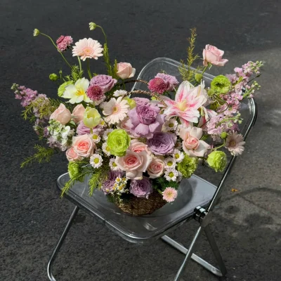 Whispering Fresh Flower Basket HB49