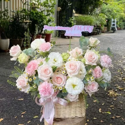 Giỏ hoa pastel xinh yêu HG44